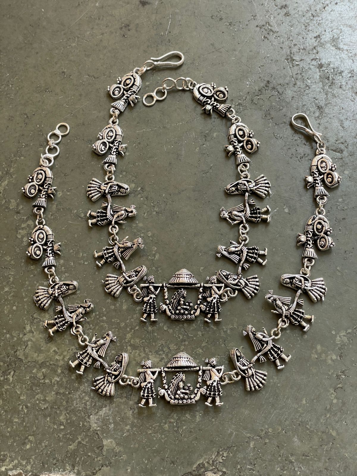 Wedding Barat Doli German Silver Oxidised Anklets