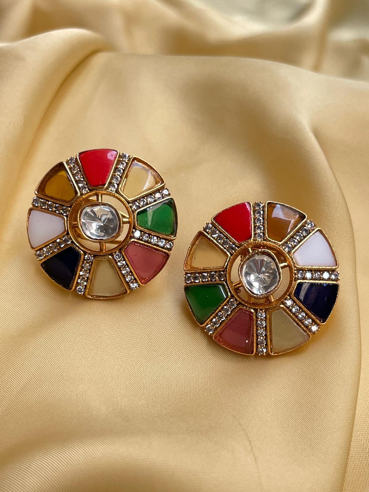 Navratna Round Earrings