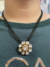 Thumbnail for Classic Polki Flower Design Mangalsutra & Earrings - Abdesignsjewellery