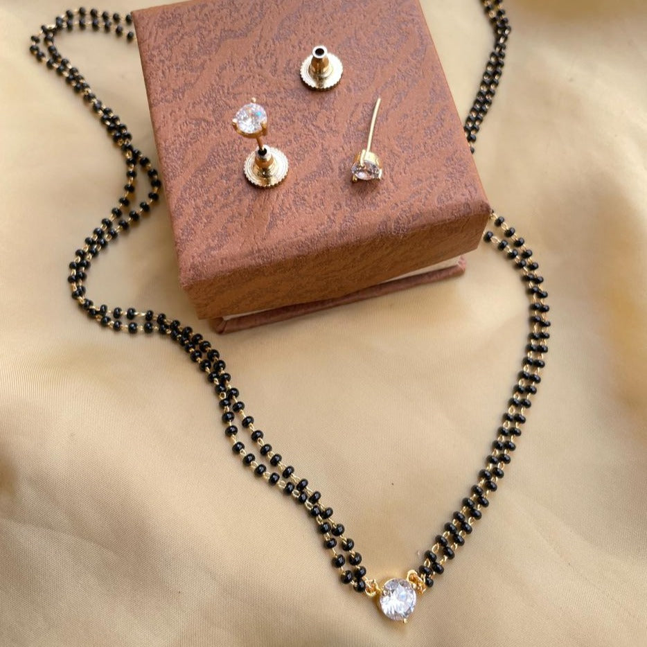 Exclusive One Stone Gold Plated Mangalsutra - Abdesignsjewellery