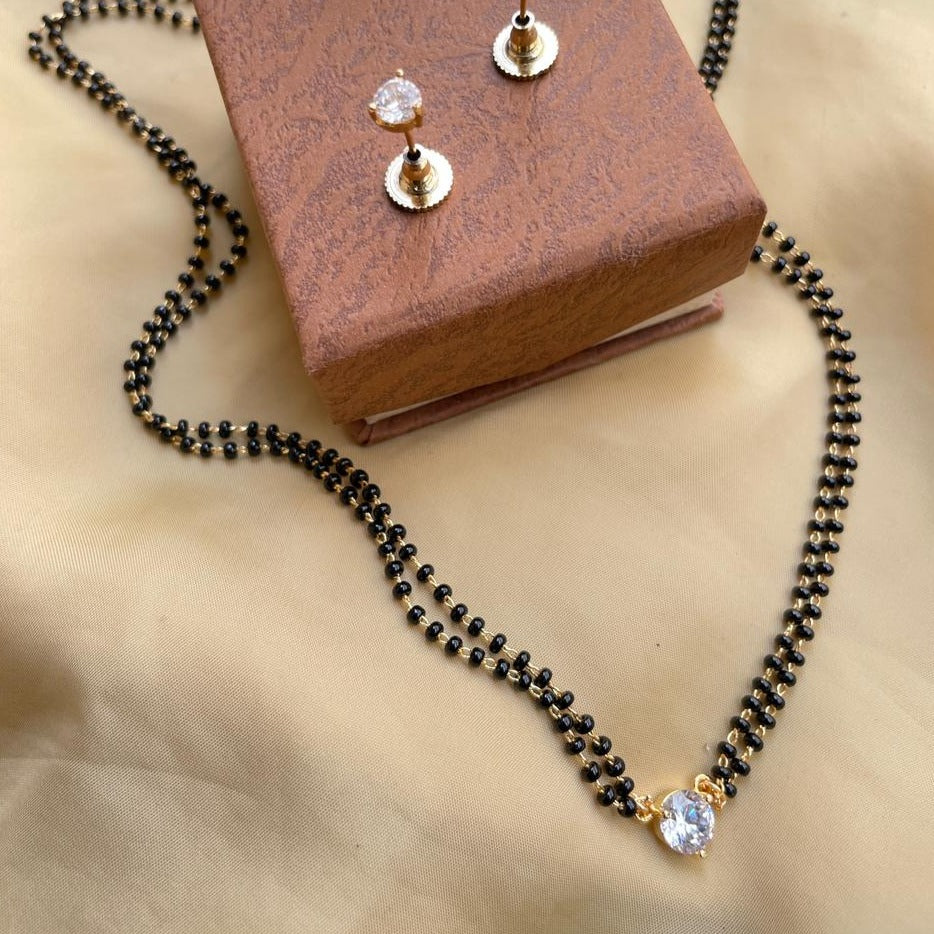 Exclusive One Stone Gold Plated Mangalsutra - Abdesignsjewellery