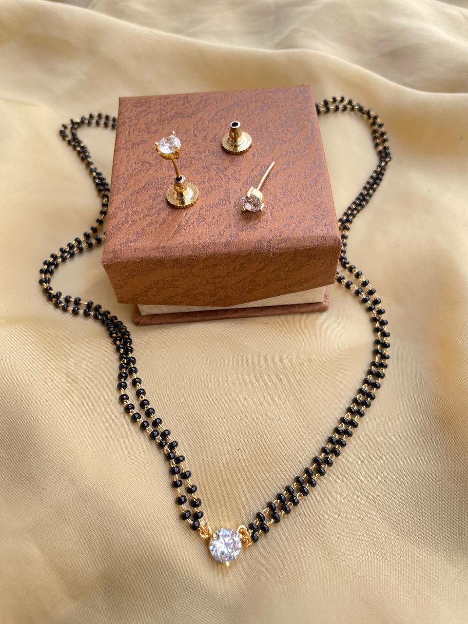 Exclusive One Stone Gold Plated Mangalsutra