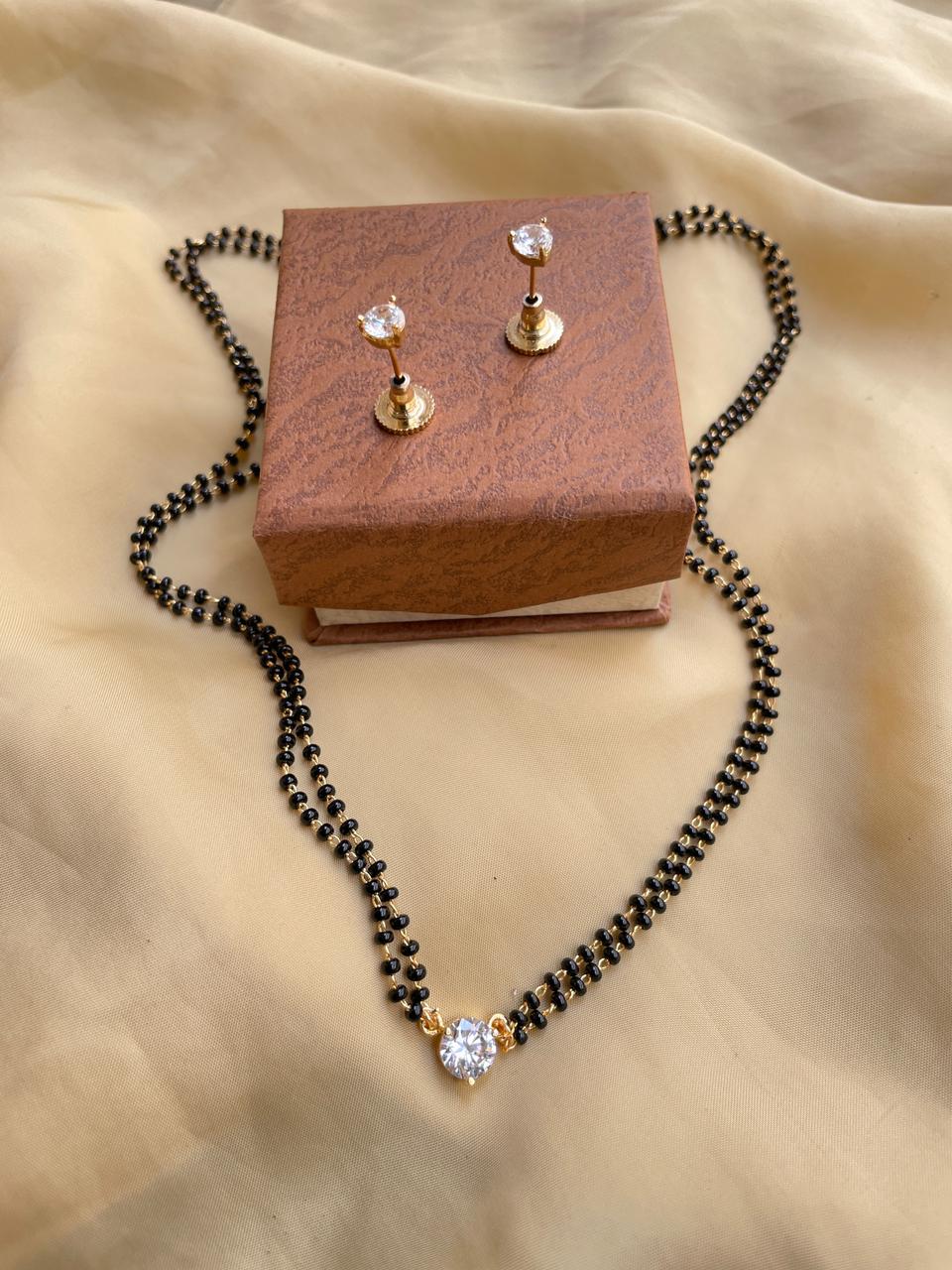 Exclusive One Stone Gold Plated Mangalsutra - Abdesignsjewellery