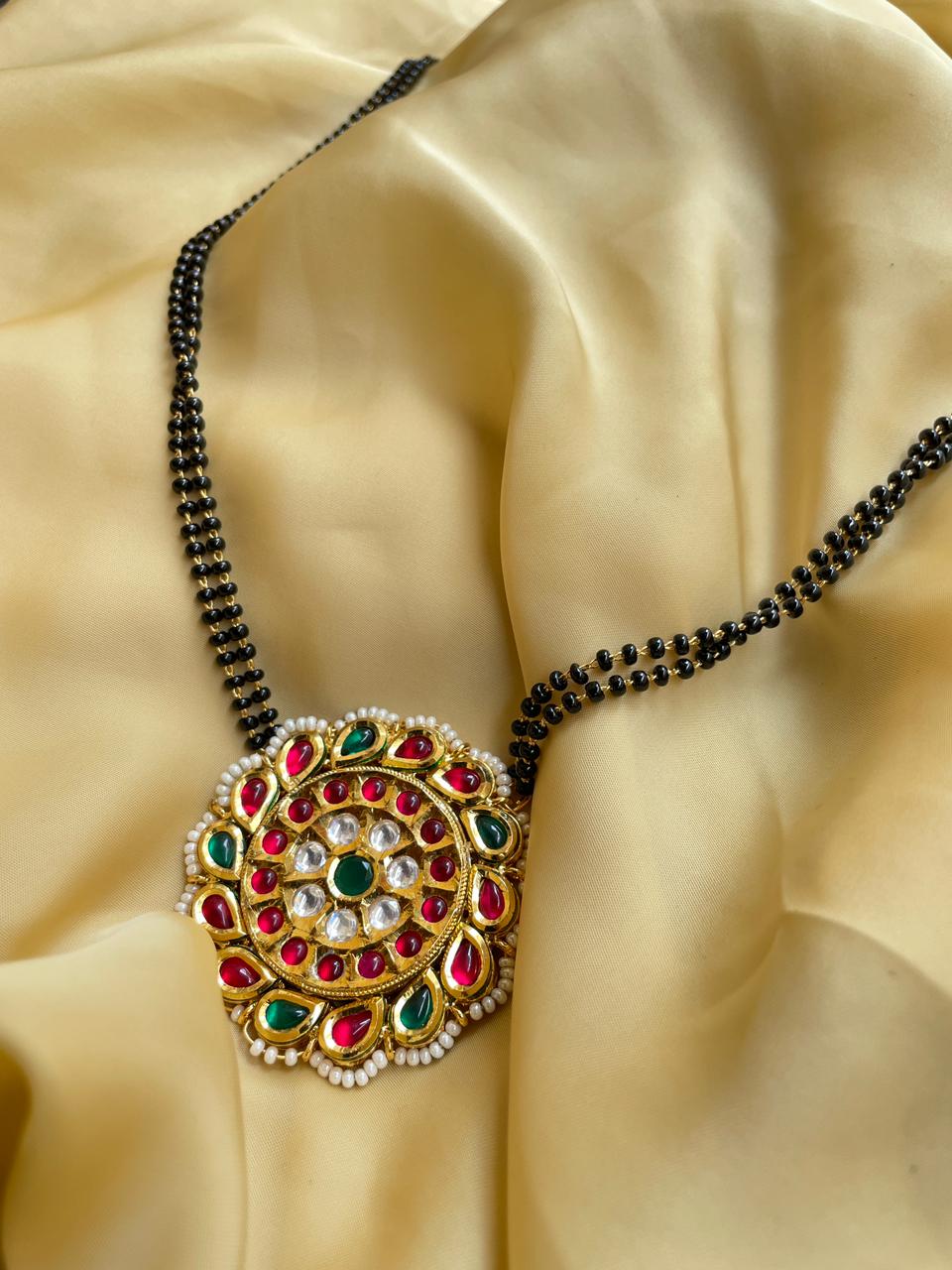 Real Kemp Stone Pendant Mangalsutra - jewellery by Abdesigns Jewellery