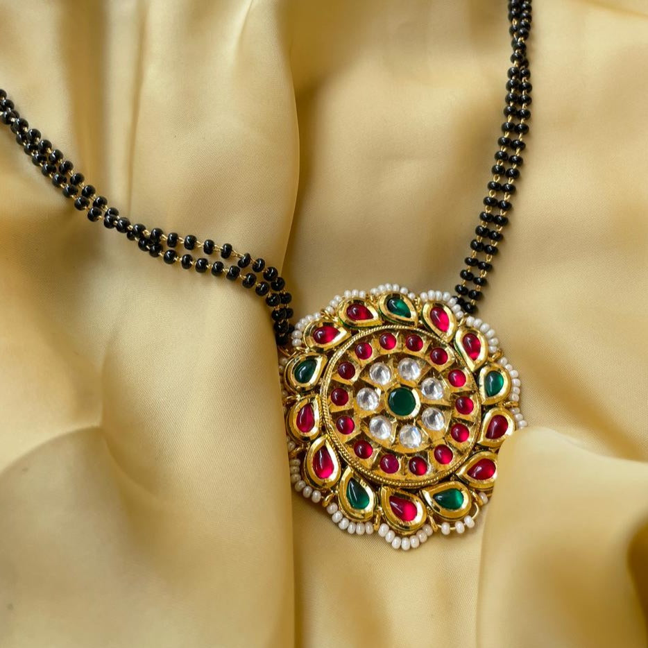 Real Kemp Stone Pendant Mangalsutra