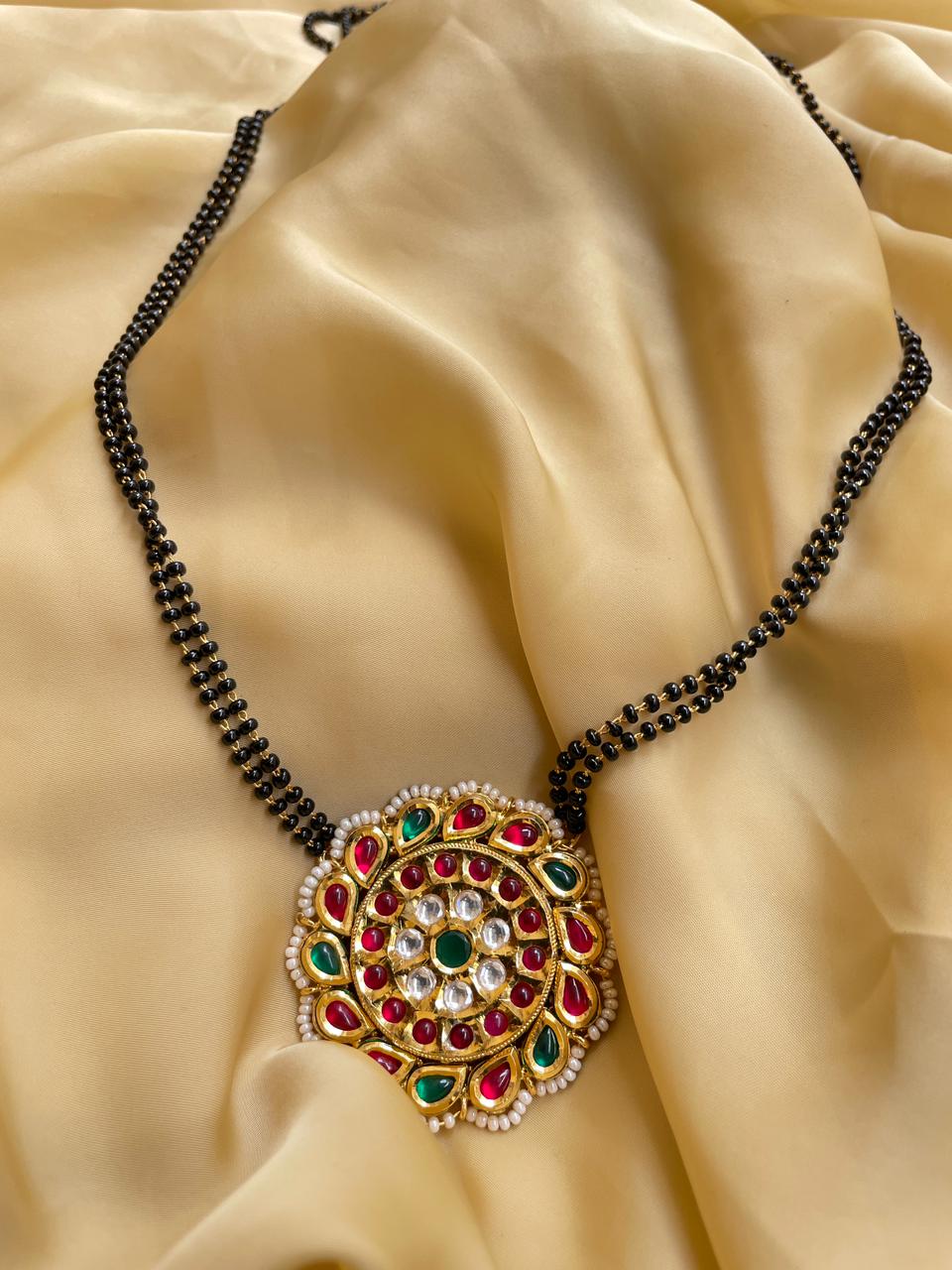 Real Kemp Stone Pendant Mangalsutra - jewellery by Abdesigns Jewellery