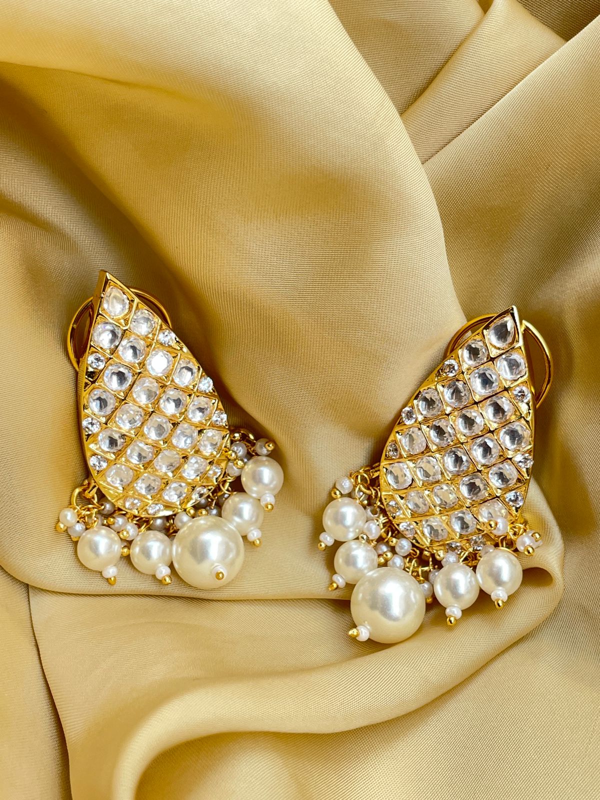 Ethnic Gold Plated Polki Earring - Abdesignsjewellery