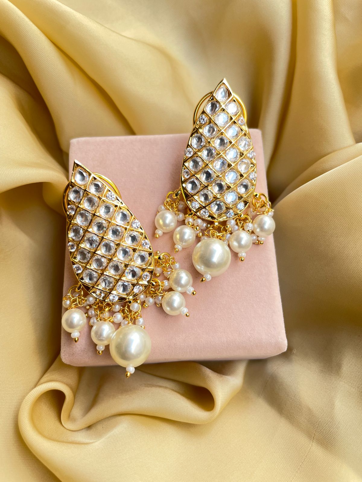 Ethnic Gold Plated Polki Earring - Abdesignsjewellery