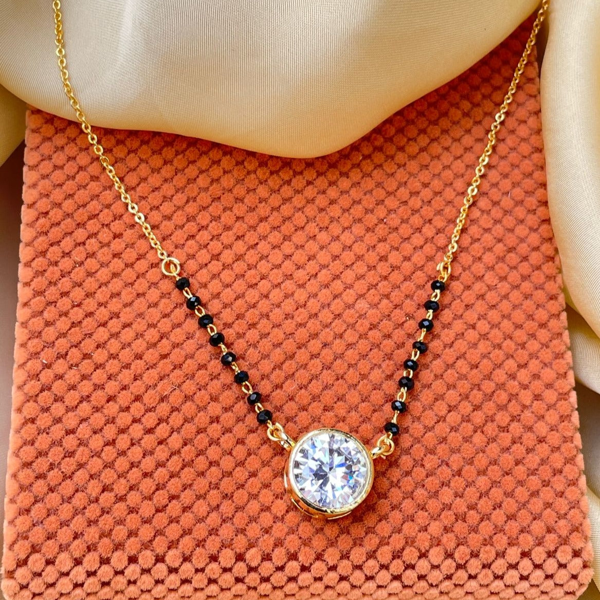 Natasa Stankovic Inspired Simple  Gold Diamond Mangalsutra