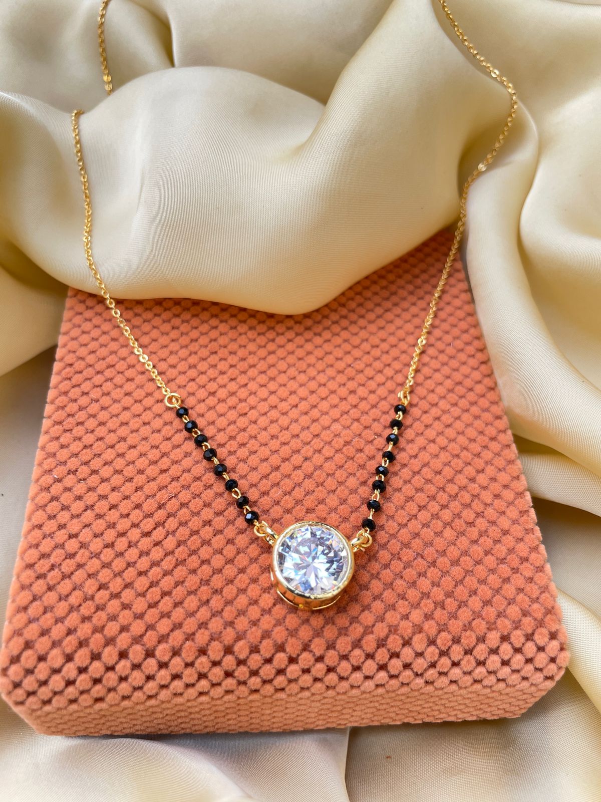 Natasa Stankovic Inspired Simple  Gold Diamond Mangalsutra