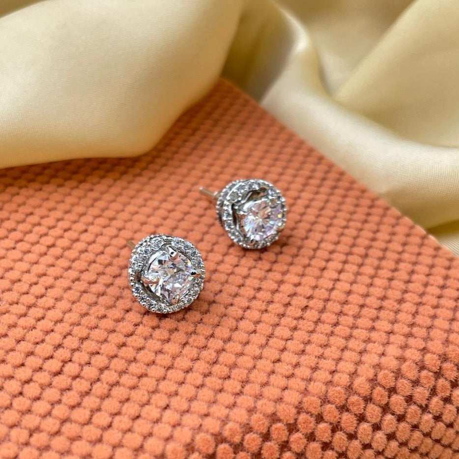 Classic Round Silver Plated Stud Earring - Abdesignsjewellery