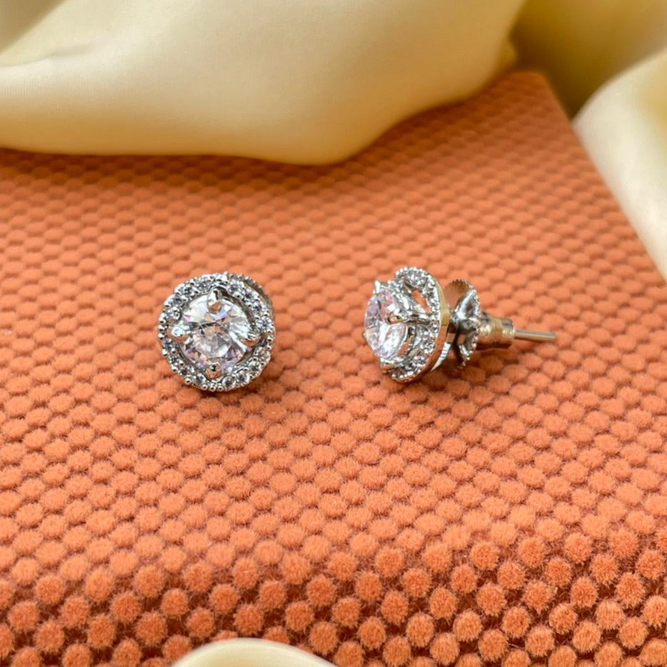 Classic Round Silver Plated Stud Earring - Abdesignsjewellery