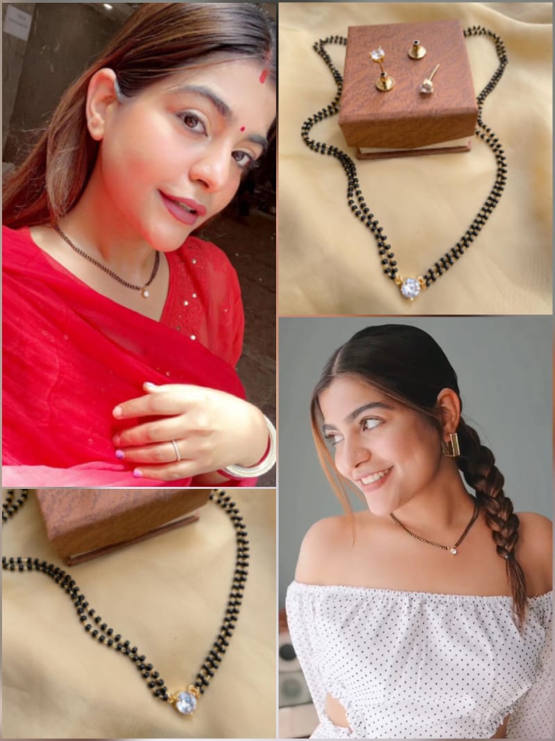Exclusive One Stone Gold Plated Mangalsutra - Abdesignsjewellery