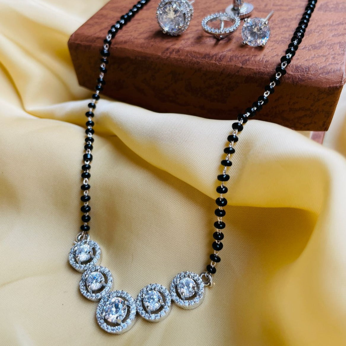 Moonshine Round Silver Plated Mangalsutra - Abdesignsjewellery