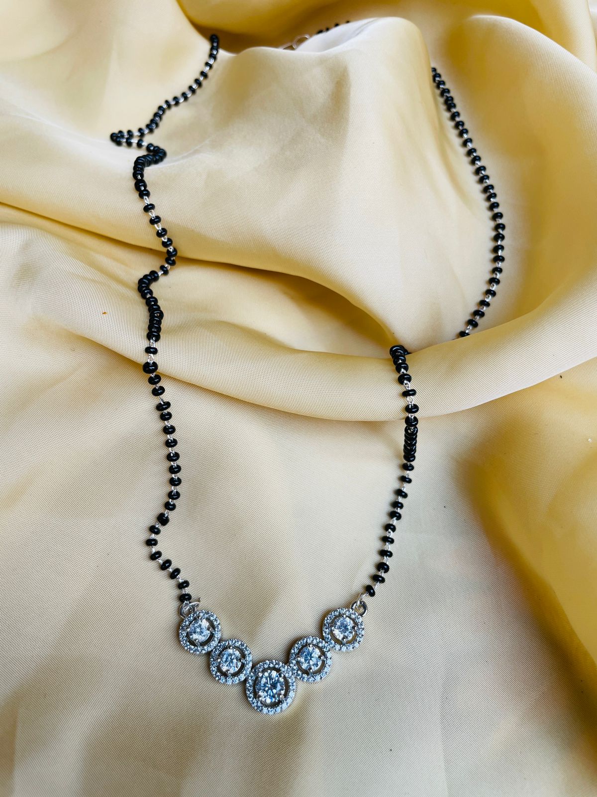 Moonshine Round Silver Plated Mangalsutra - Abdesignsjewellery