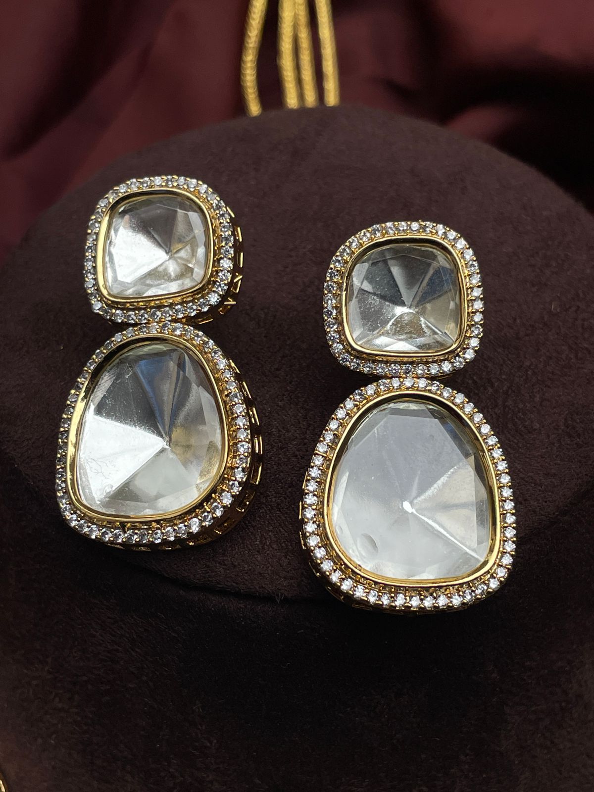 Gold Victorian Glass Polki Necklace - Abdesignsjewellery