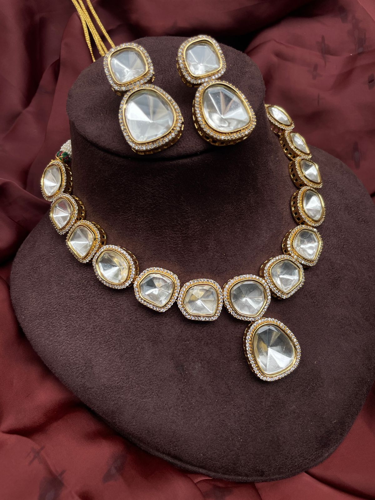 Gold Victorian Glass Polki Necklace - Abdesignsjewellery
