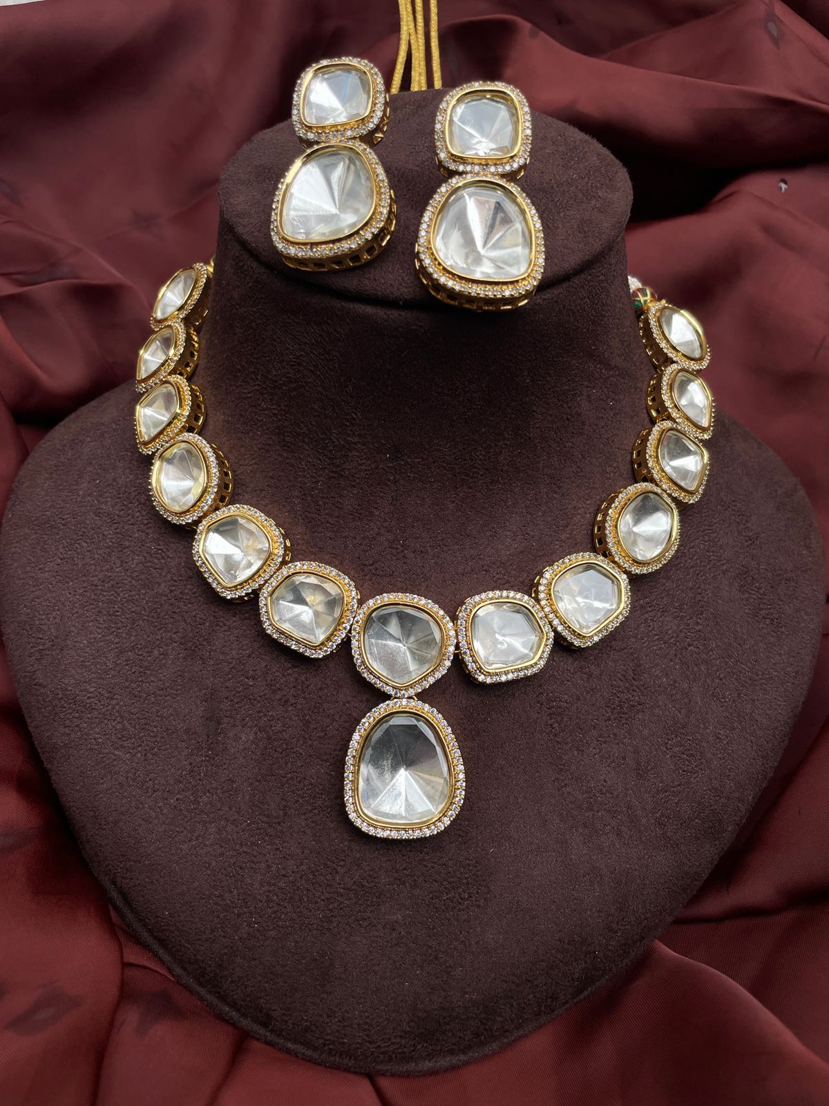 Gold Victorian Glass Polki Necklace - Abdesignsjewellery
