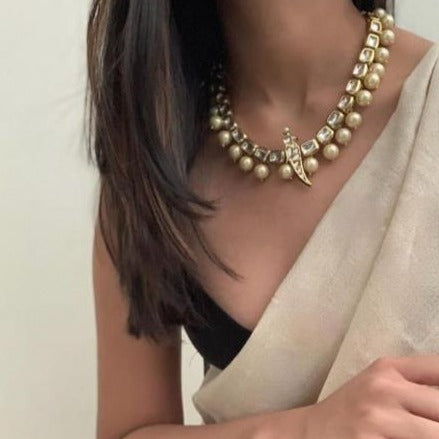 Beautiful Parrot Pearl Kundan Necklace - Abdesignsjewellery