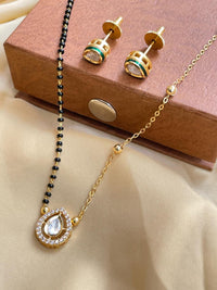 Thumbnail for Simple Designer Drop Gold Plated Mangalsutra & Earrings