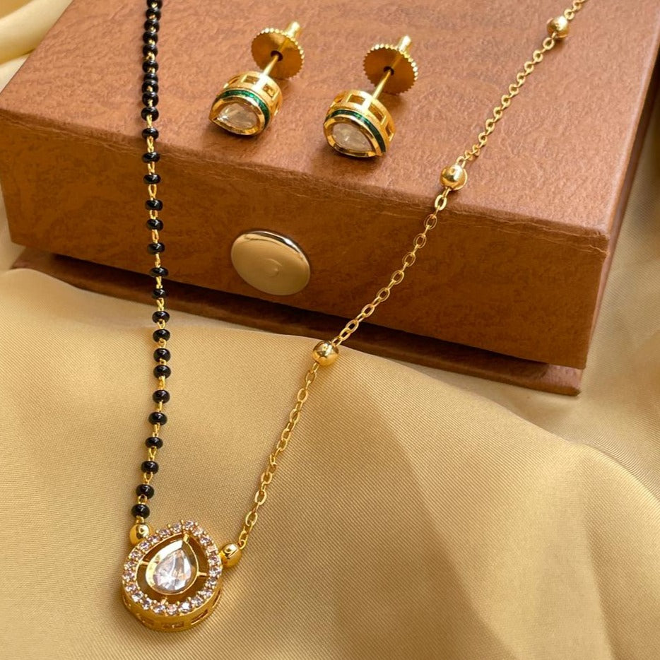 Earrings New Latest Small Mangalsutra Design Crystal Mangasutra