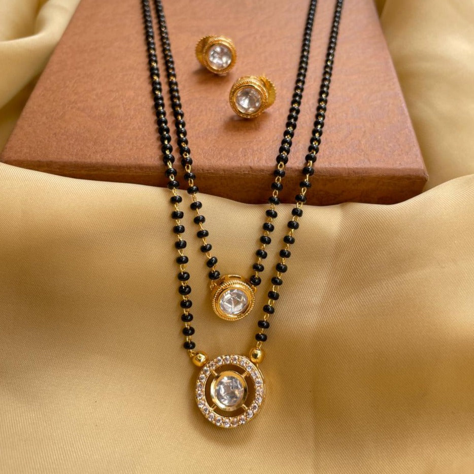 Stunning Round Gold Plated Mangalsutra & Earrings - Abdesignsjewellery