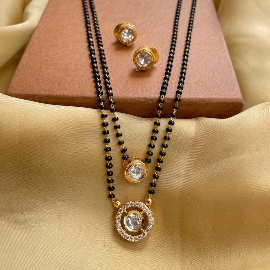 Stunning Round Gold Plated Mangalsutra & Earrings - Abdesignsjewellery