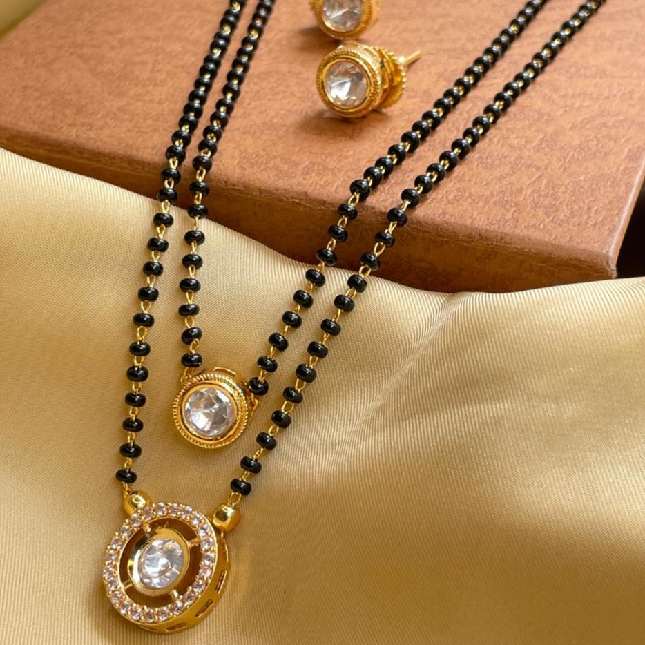 Stunning Round Gold Plated Mangalsutra & Earrings - Abdesignsjewellery