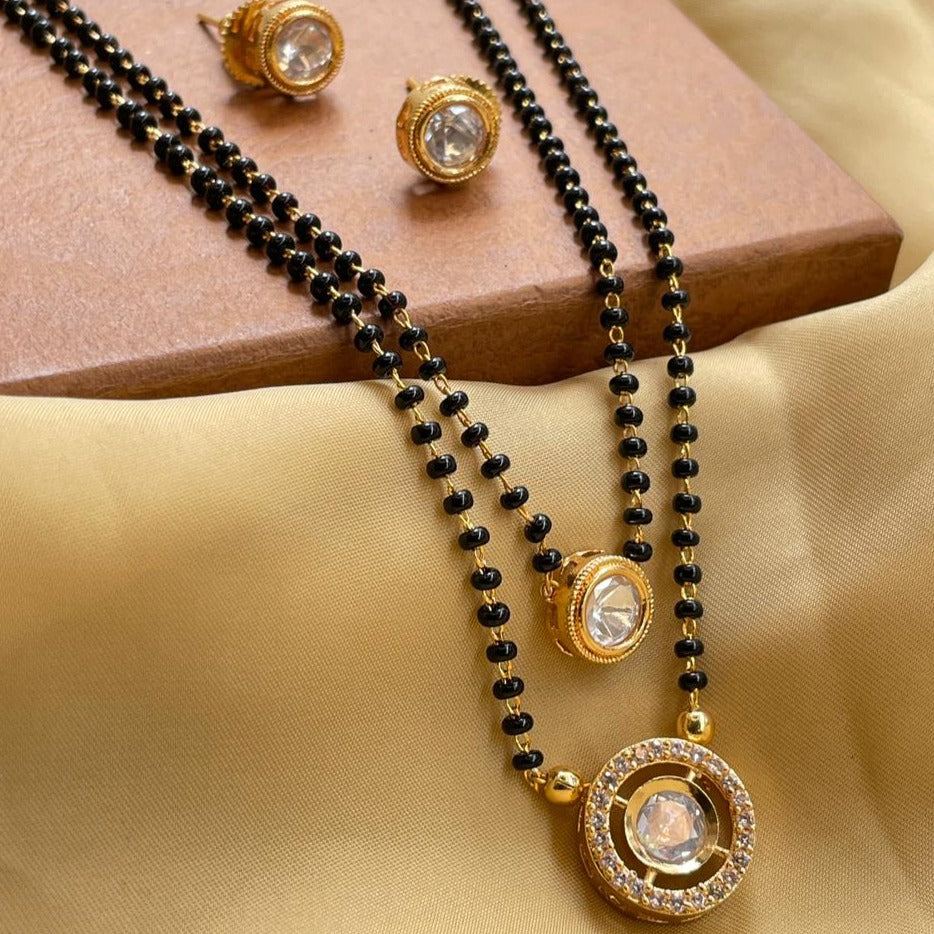 Stunning Round Gold Plated Mangalsutra & Earrings - Abdesignsjewellery
