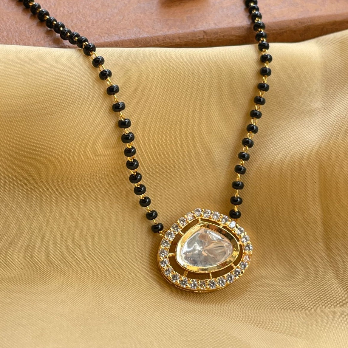 Diane Solitaire Gold Plated Mangalsutra & Earrings - Abdesignsjewellery