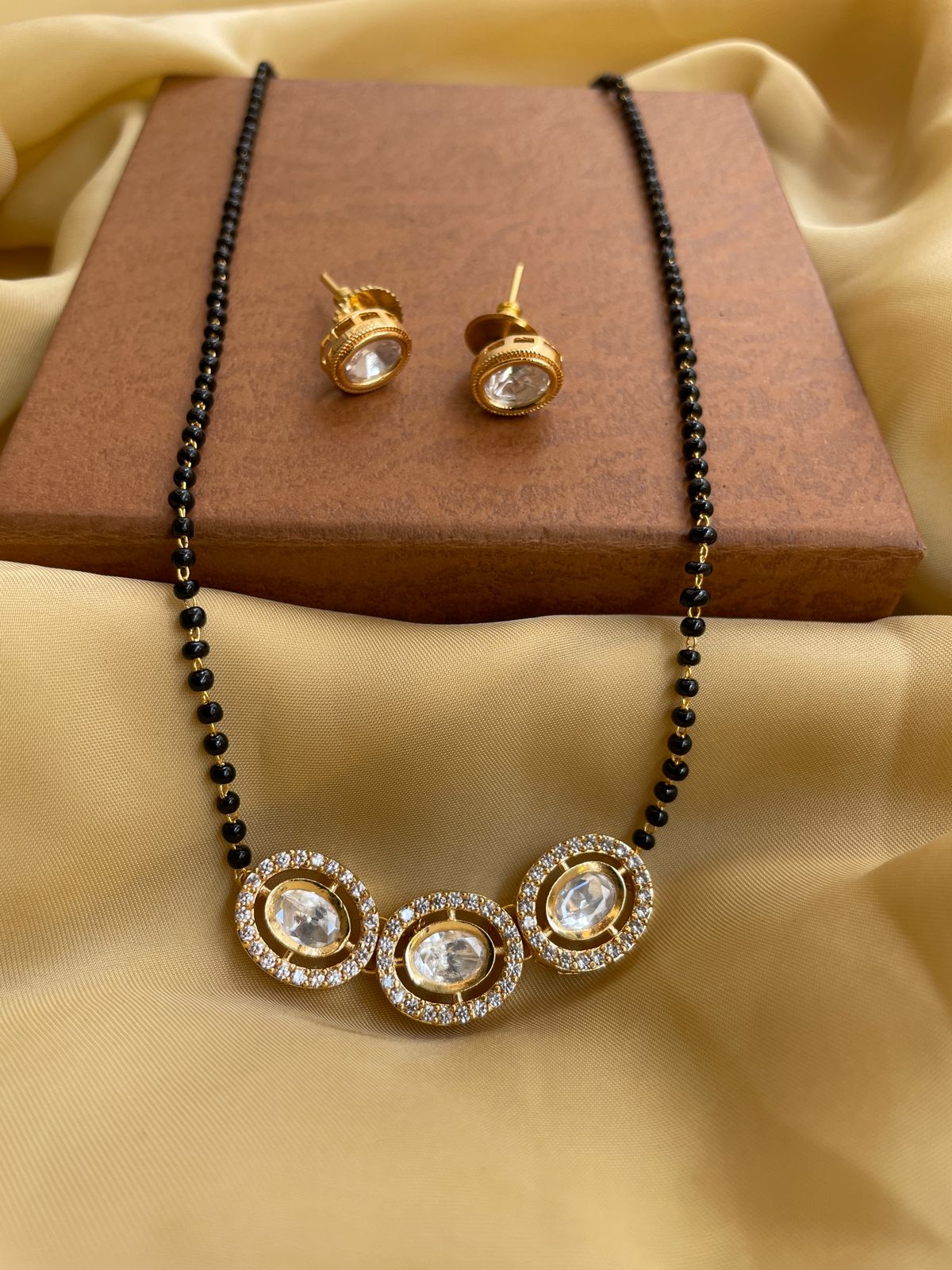 Round Diamond Mangalsutra & Earrings