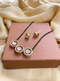 Thumbnail for Astonishing Gold Round Stone Mangalsutra & Earrings - Abdesignsjewellery