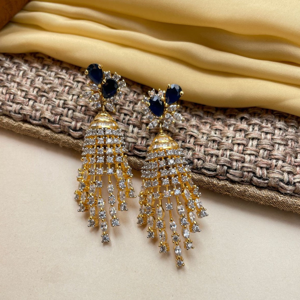 Royal Blue American Diamond Earrings