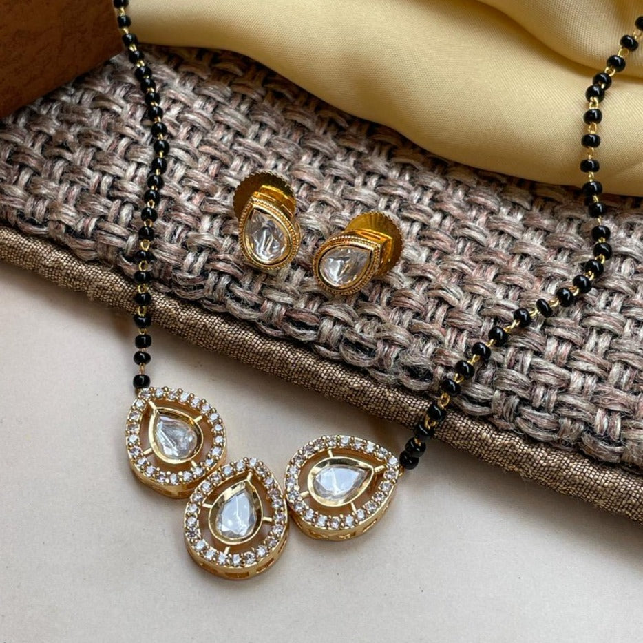 Unique Triple Drop Mangalsutra & Earrings