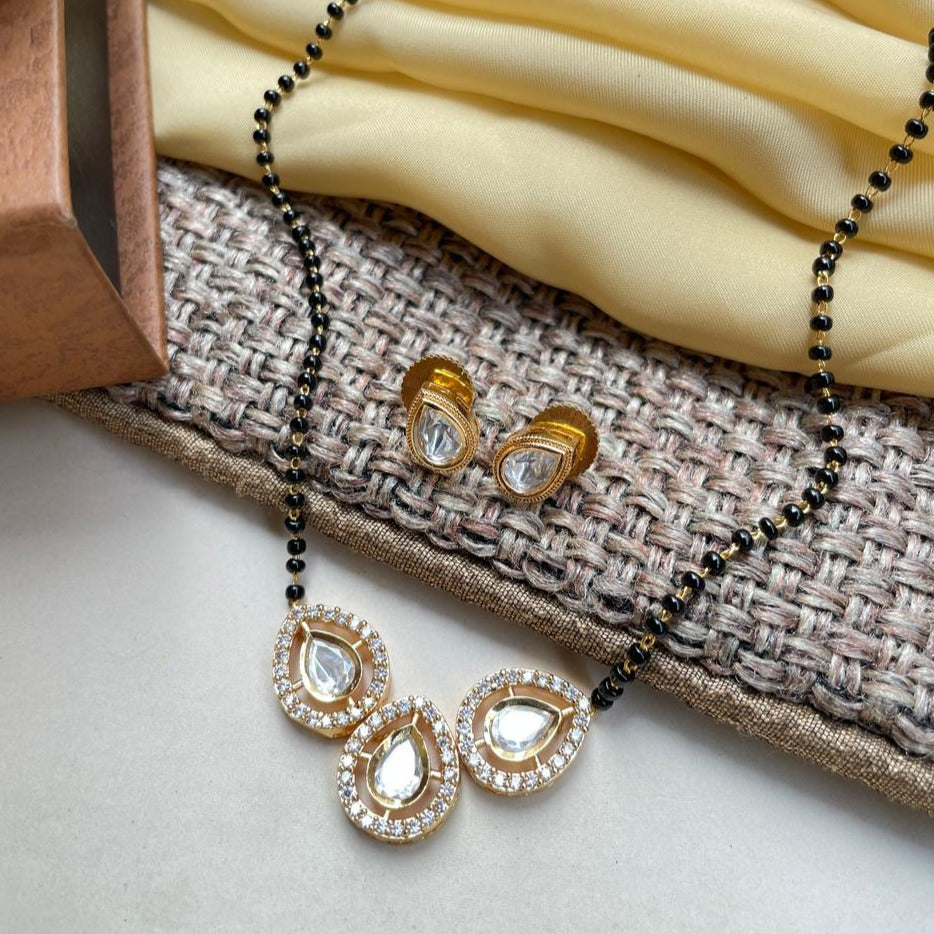 Unique Triple Drop Mangalsutra & Earrings