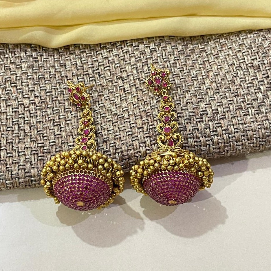 Sun Stud Pink Jhumki - Abdesignsjewellery