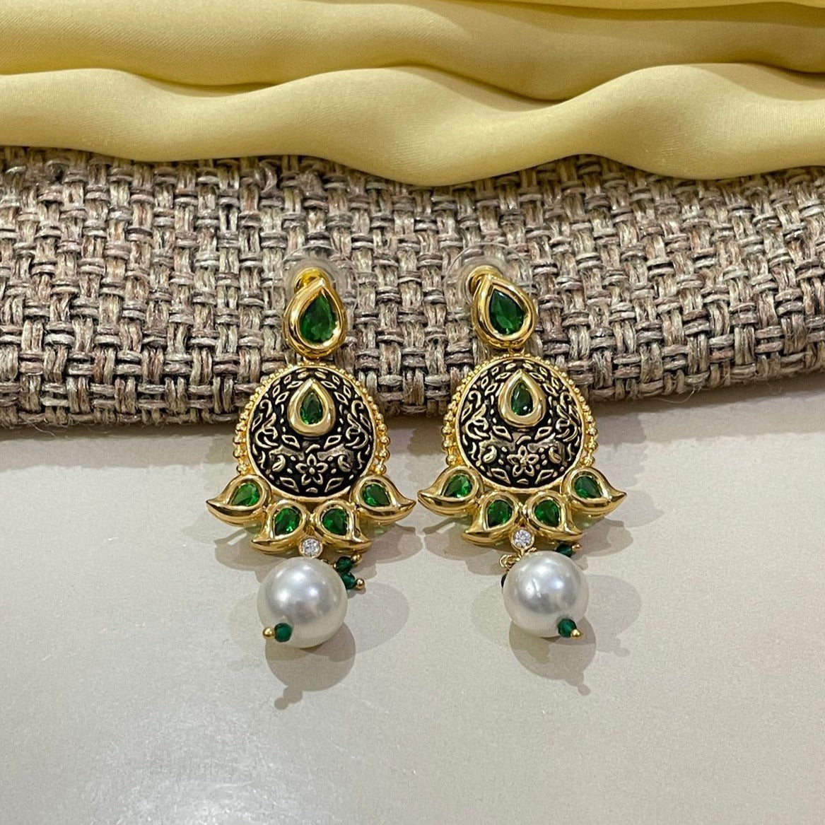 Beautiful Kundan Ruby Earrings - Abdesignsjewellery