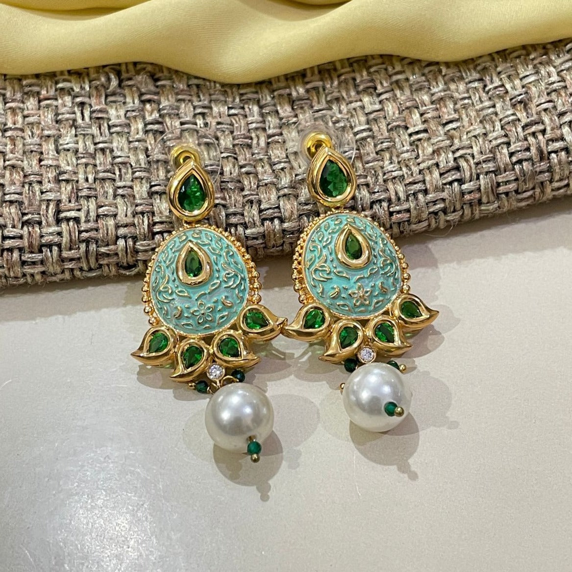 Beautiful Kundan Ruby Earrings - Abdesignsjewellery