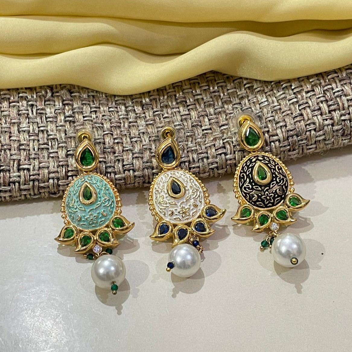 Beautiful Kundan Ruby Earrings - Abdesignsjewellery