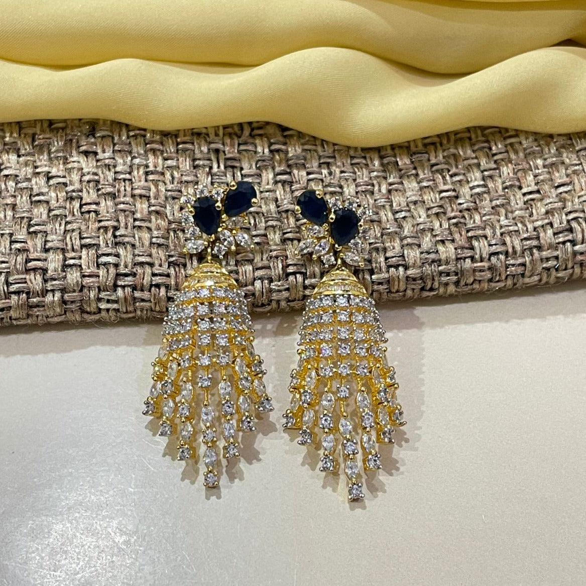 Royal Blue American Diamond Earrings