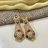 Thumbnail for High Quality Gold Plated Floral Navratna Earring