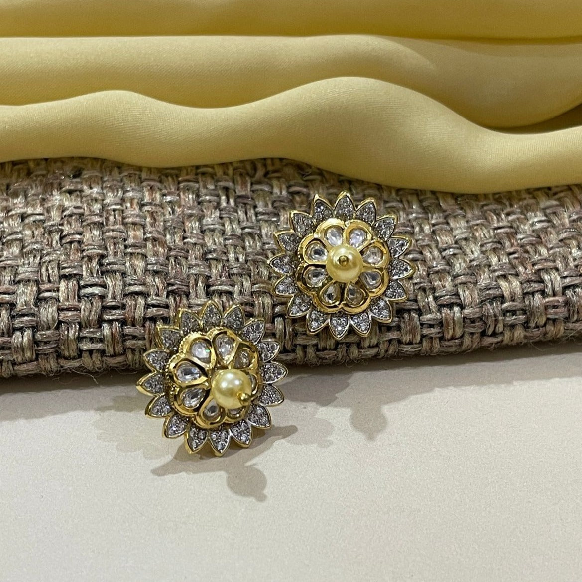 Gold Plated Crystal SunFlower Stud Earring