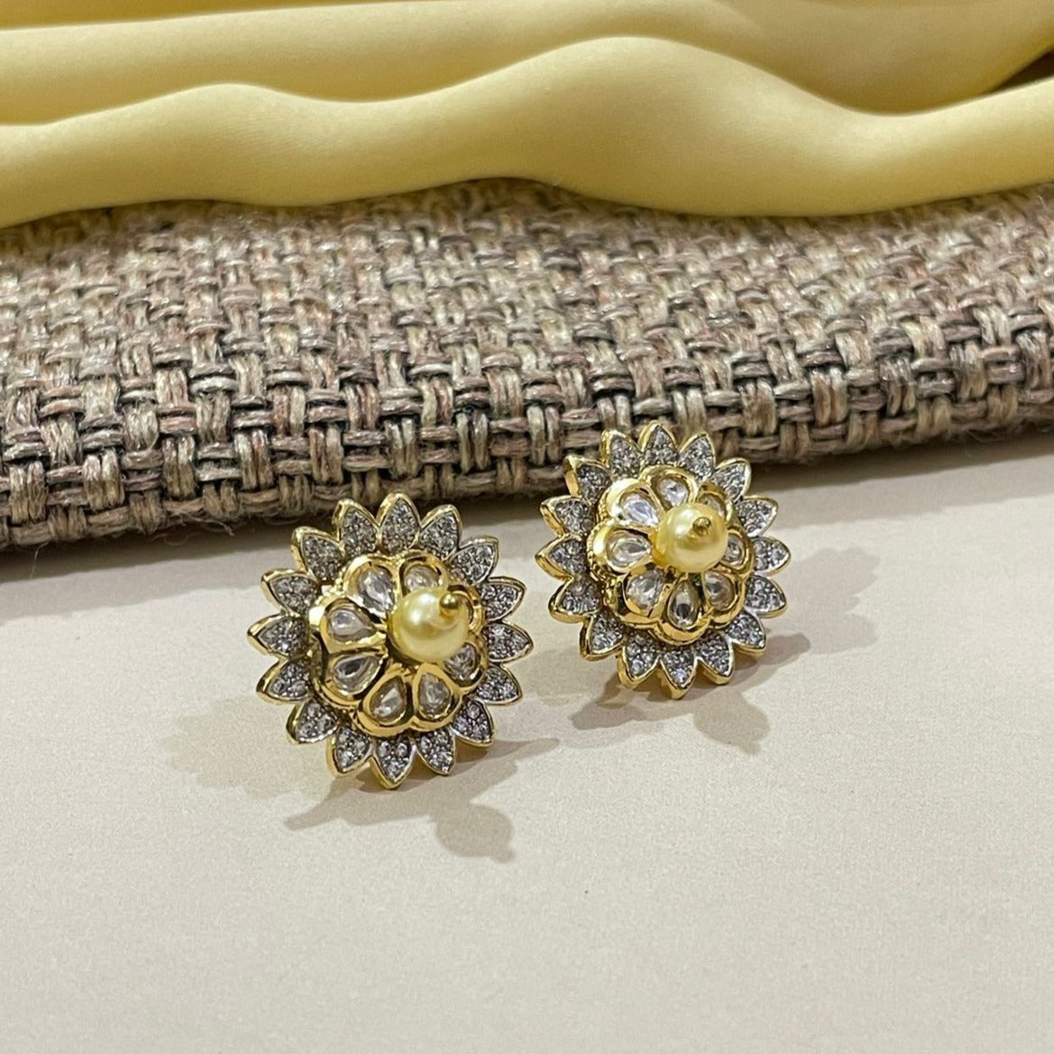 Gold Plated Crystal SunFlower Stud Earring