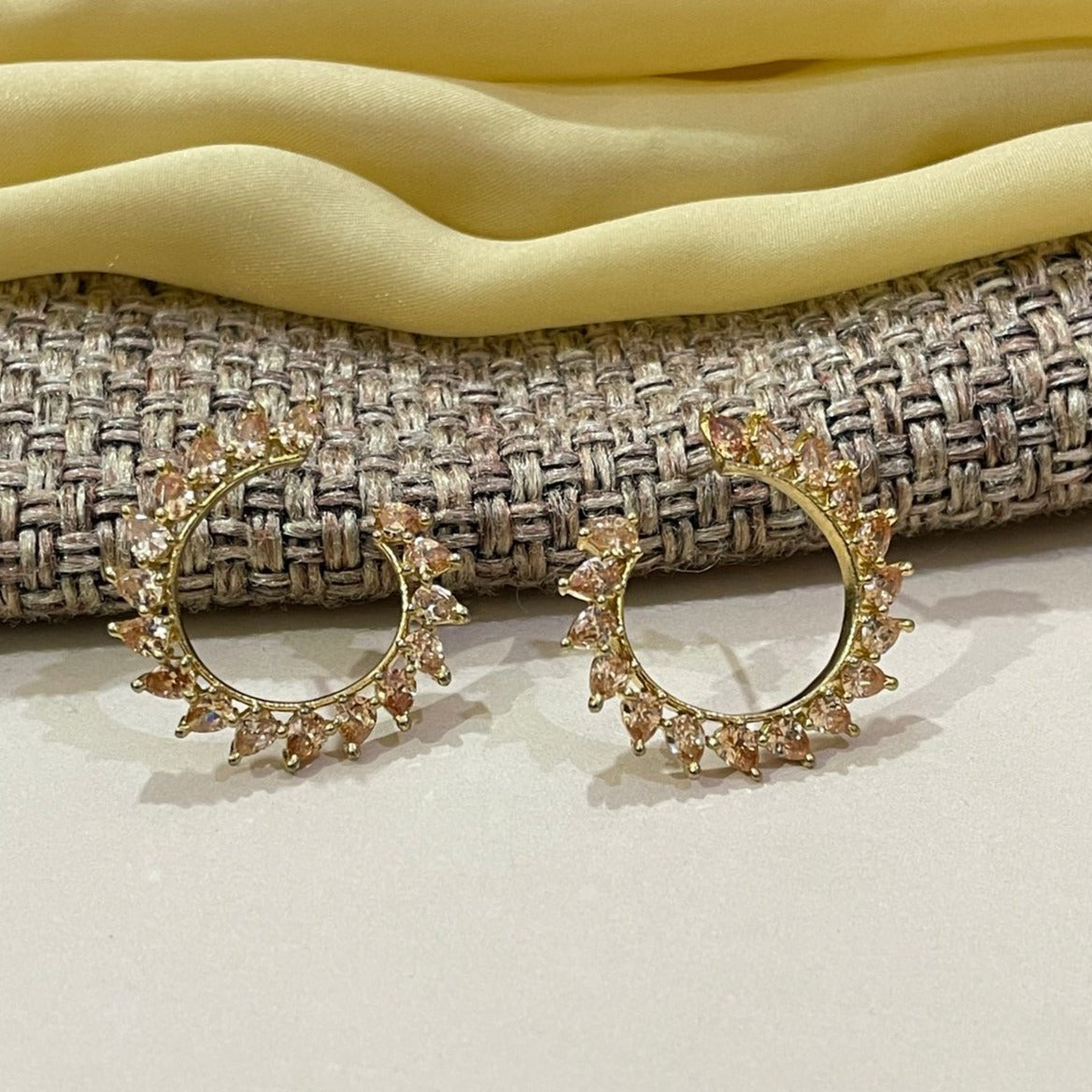 Gold Plated Floral Ring Stud Earring