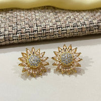 Thumbnail for Gold Plated Crystal Flower Stud Earring