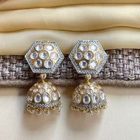 Thumbnail for Stylish Polki Gold Plated Jhumka - Abdesignsjewellery
