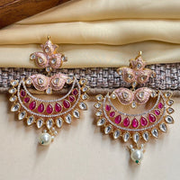 Thumbnail for Beautiful Baby Pink Kemp Stone Kundan Earring