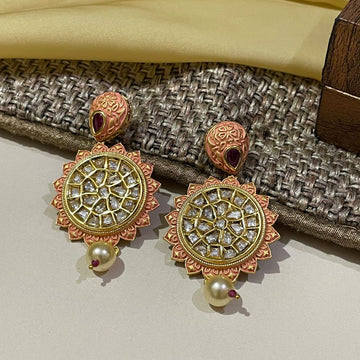 Light Pink Meena Kundan Earrings
