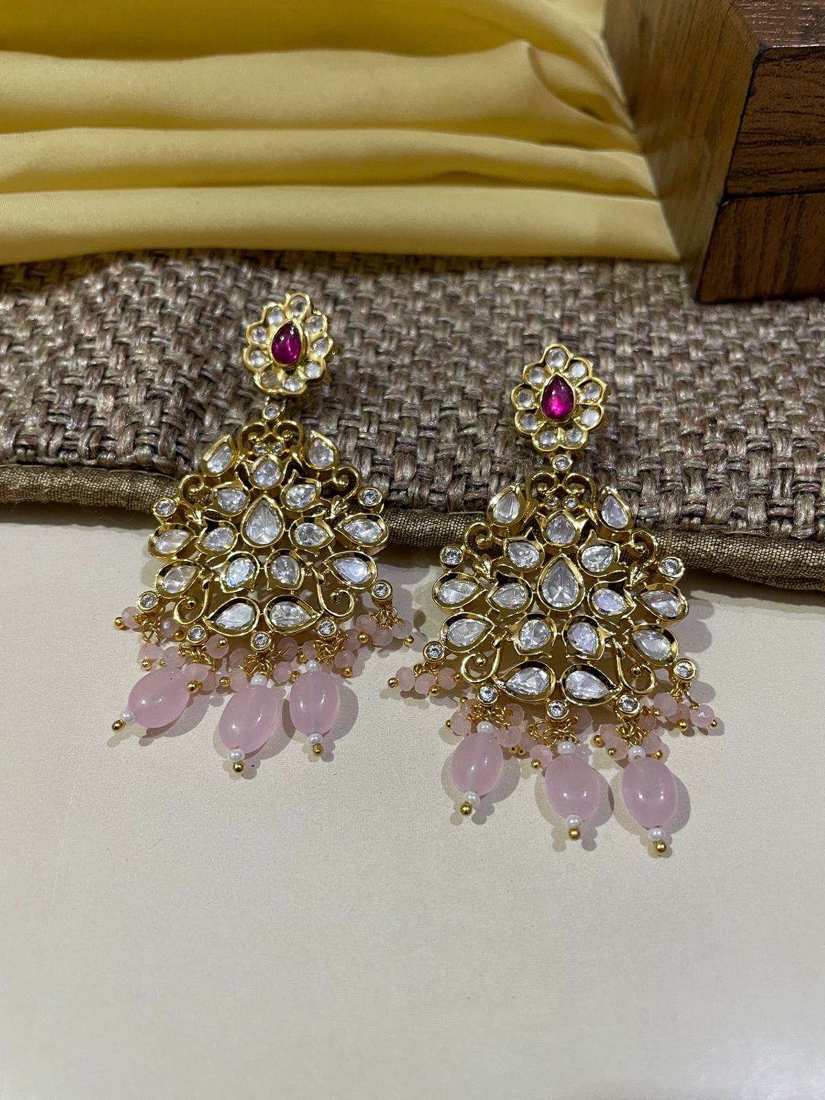 Pink Floral Ethnic Dangle Earring