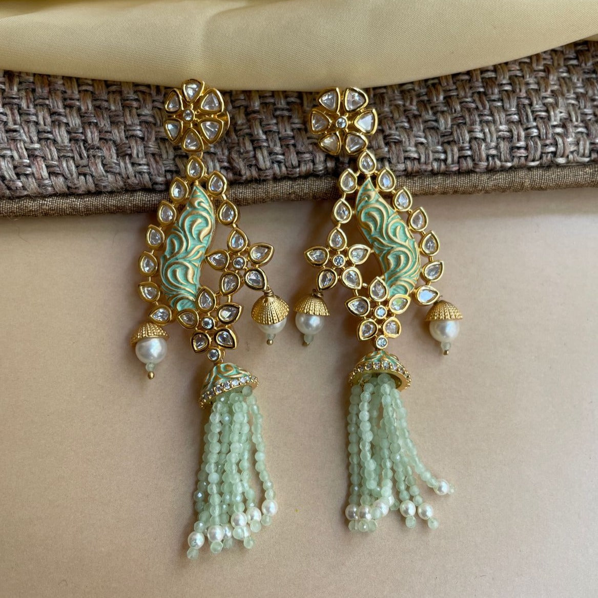 Mint Green Pearl High Quality Earring - Abdesignsjewellery